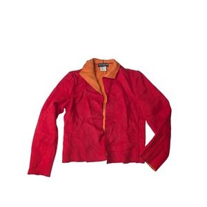Benard Holtzman Red Orange Wool Blend Jacket Size 4‎ Cropped Retro